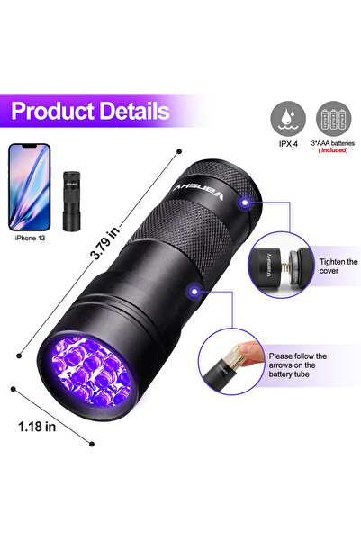 vansky Black Light UV Flashlight, Blacklight 12 LED