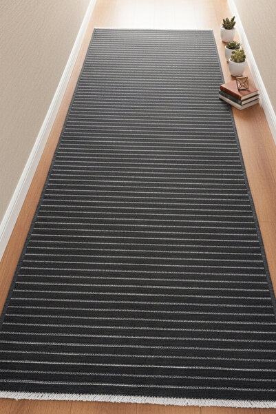 MELARİS HALI Yıkanabilir Pamuk Dokuma Kilim Doğal Kendinden Saçaklı Yolluk Ka...