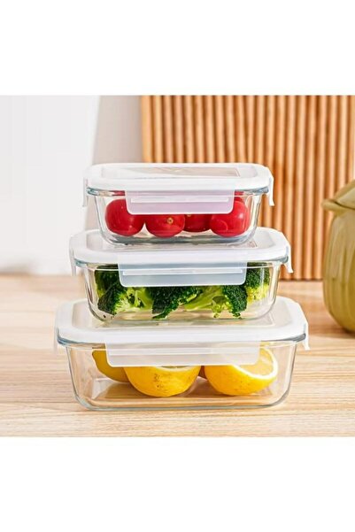 OEM Set of 3x Glass Casseroles with Lid, 410ML/700ML/1050ML