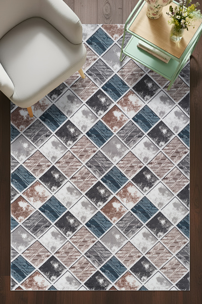 tropikal home Kaymaz Taban Modern Desen Halı Yolluk Leke Tutmaz Kolay Temizle...