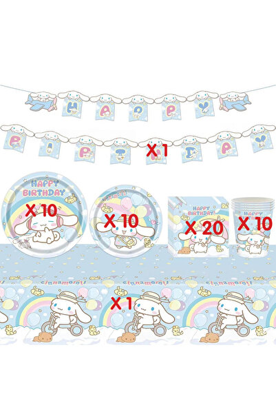 Miniso 1set Cinnamoroll Birthday party tableware disposable banner cake toppe...