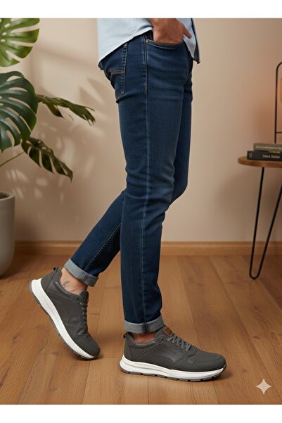 rocassi حذاء رجالي كاجوال من الجلد الطبيعي باللون الرمادي