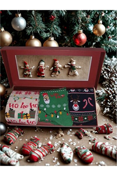 Chiristmas Socks YılbaşıDesenliUnisexYetişkinÇorap3'lüHediyeSeti