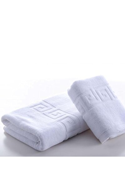 OEM Set de 2 prosoape de baie, bumbac, bordură grecească, 500g/m², alb, 50x90...