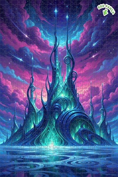 Teona Ahşap لغز خشبي رائع على شكل قلعة كريستالية بمظهر فني رقمي ذو طابقين مؤط...