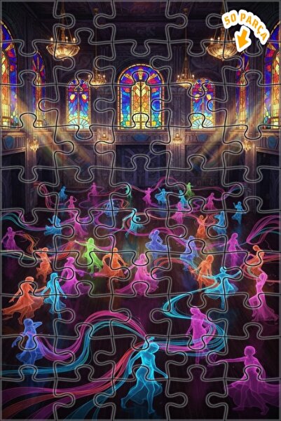 Teona Ahşap لغز خشبي مؤطر بطبقتين بمظهر لوحة زيتية لرقصة الصالة السحرية 50 قط...