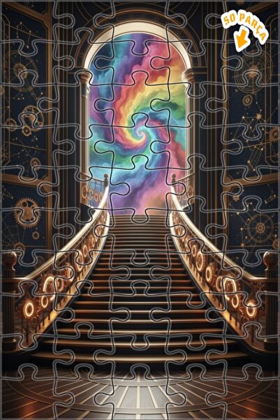 Teona Ahşap لغز خشبي حلزوني على شكل سلم اللانهاية بألوان قوس قزح مع إطار مزدو...