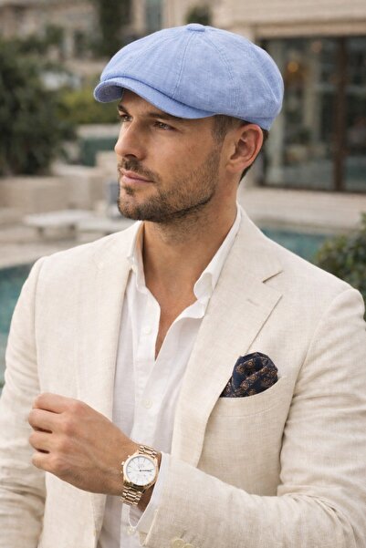 Asix Men's 100% Cotton 8-Piece Linen Peaky Blinders Style Cap for All Seasons