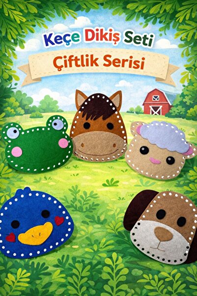 BEBİSBOOK Keçe Dikiş Seti | Çocuklar İçin Montessori Dikiş Oyuncağı | 5 Figür...