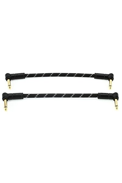 FENDER 0990820087 Deluxe 2-Pack L/L Tip Black Tweed Patch Cable (15cm) |   2-...