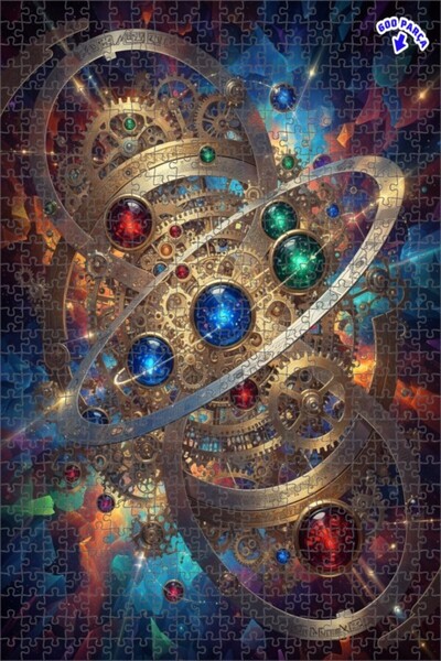 Teona Ahşap لغز خشبي مؤطر بطبقتين بمظهر لوحة زيتية يصور آلية كونية غامضة، 600...