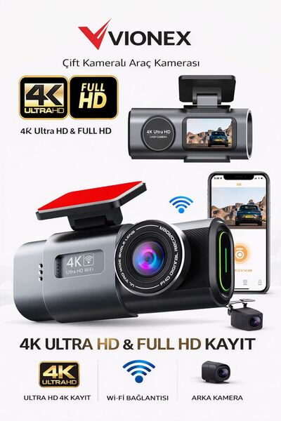 Qifit Ultra Yüksek Kaliteli 4K Ön ve Arka Araç Kamerası DVR Dashcam