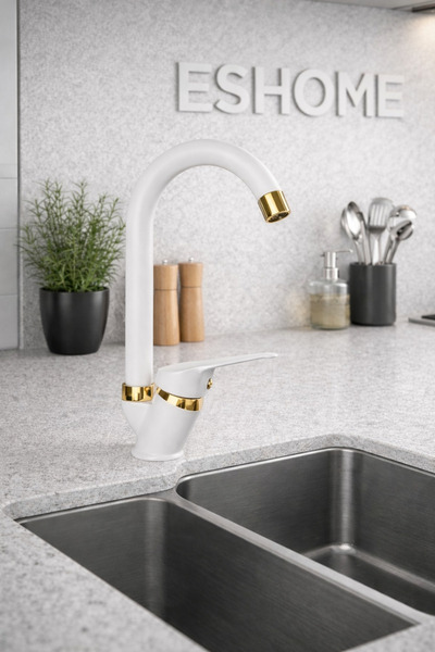 ESHOME صنبور مياه المطبخ بأنبوب من الباستون، هيكل من النحاس، ضمان لمدة عامين