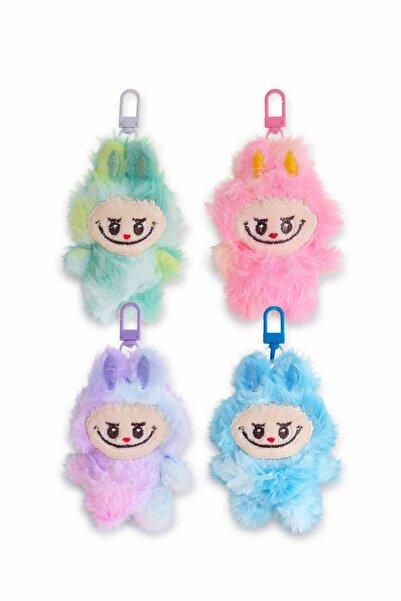 Salyangoz Bijuteri Labubu peluş tüylü 12cm anahtarlık