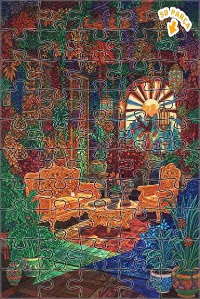 Teona Ahşap لغز خشبي فني بمظهر لوحة زيتية لغرفة الحديقة السحرية 50 قطعة 15×25