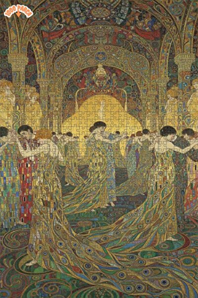 Teona Ahşap Gustav Klimt Öpücük Altın Yaldızlı Mozaik Çift katlı Çerçeveli Ah...