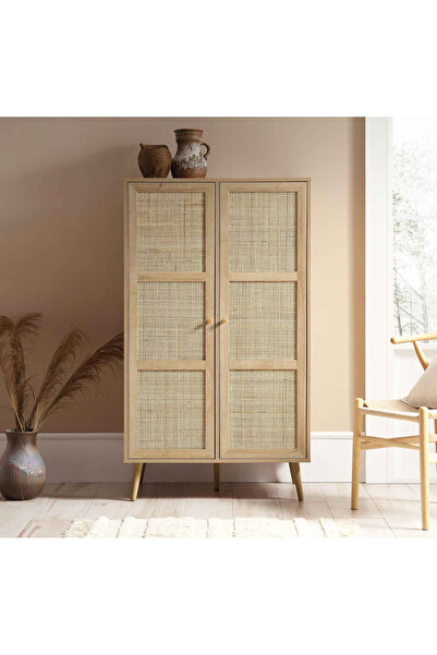 AYKOL MOBİLYA MDF İSKANDİNAV TARZI İKİ KAPAKLI JÜT KUMAŞLI GARDROP