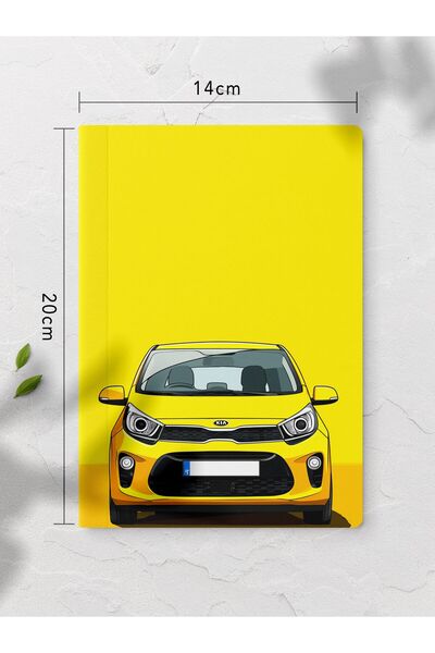 gxe.art Unlined Notebook Yellow Kia Car Patterned Notebook Notepad Mind and M...