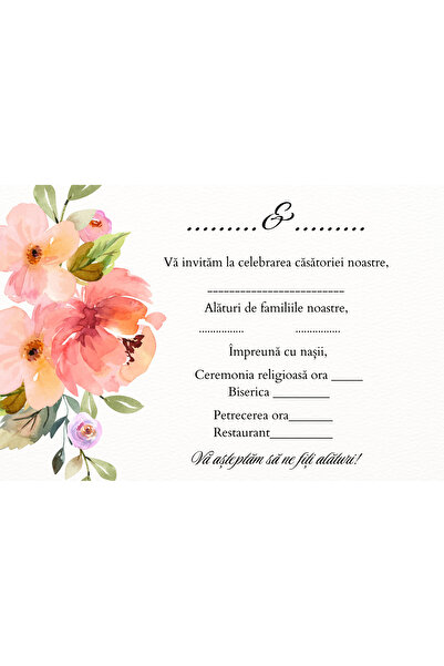OEM Set 10 Invitatii nunta 10x15 cm cu plic, Model 45