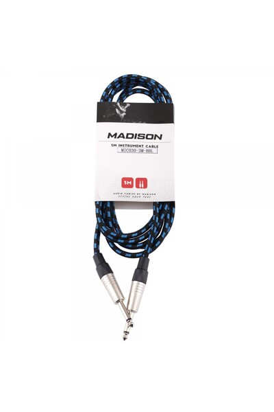 Madison Mic030-3M-Bbl Braided Guitar Cable (3m Black-Blue) |   Striped Design...