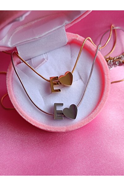 samosh Çelik E Harfi Kararmayan Harfli Sevgililer Günü Hediye Kolye