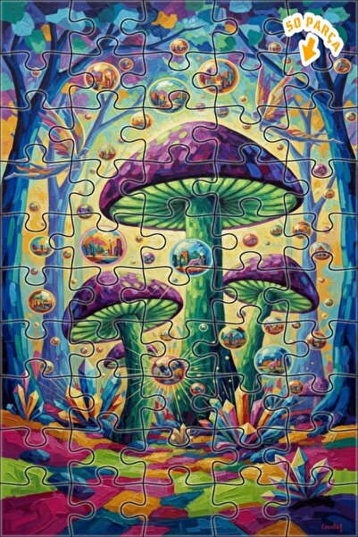 Teona Ahşap لغز خشبي بمظهر لوحة زيتية لغابة سحرية في عالم العجائب 50 قطعة 15×25