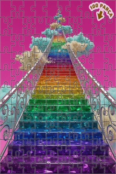 Teona Ahşap لغز خشبي بإطار مزدوج الطبقات من آرت دريم سلم قوس قزح 100 قطعة 25x25