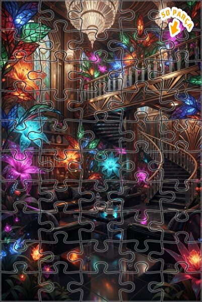 Teona Ahşap لغز خشبي مؤطر من طابقين من مزرعة الزهور السحرية 50 قطعة 15x25