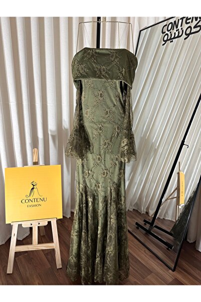 CONTENU Soft lace evening dress