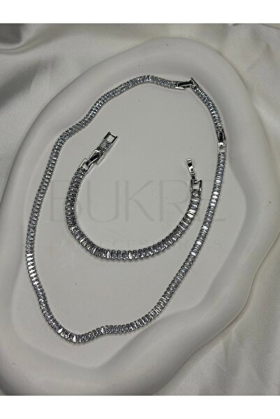 stainles steel Paslanmaz Çelik Silver Baget Taş Su Yolu 2’li Bilekllik ve Kol...