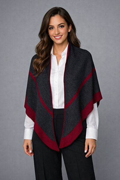 Sebir Moda Striped Triangle Two Color Knitwear Shawl