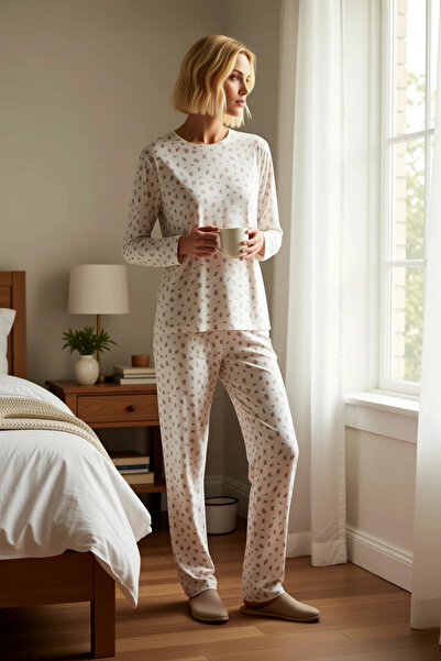 BENERLY Γυναικείο Σετ Πιτζάμες με Χαμηλό Λαιμόκοψη, Μακρύ Μανίκι, Χαλαρή Εφαρ...