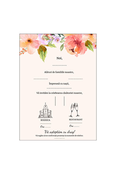 OEM Invitatie nunta 13x18 cm cu plic, Model 11