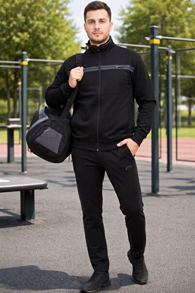 zeyra New Season Comfortable Fit Mock Neck Compact Combed Cotton Men's Tracksuit