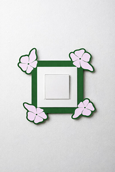 To Design Lab Çiçek Desenli Renkli Dekoratif Priz Anahtar Çerçevesi