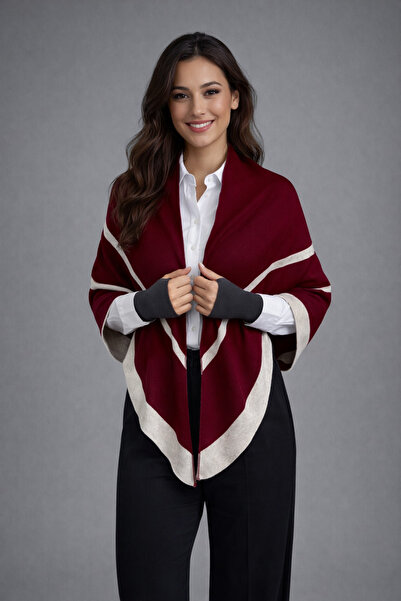 Sebir Moda Striped Triangle Two Color Knitwear Shawl