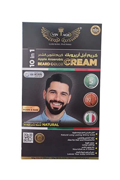 Vintage كريم صبغة اللحية من أبل، لون أسود طبيعي، 100 مل (كريم) + 100 مل (مُظه...