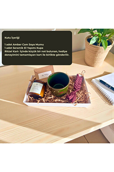 4mevsimbox Mum & Kupa 2’li Set – Amber Cam Soya Mumu + Seramik Kupa - Anahtar...