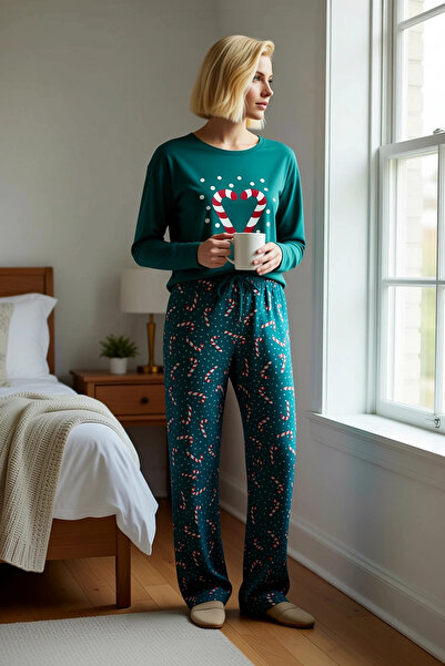 BENERLY Set de pijamale pentru femei, cu gât crew, cu mâneci standard, funcți...