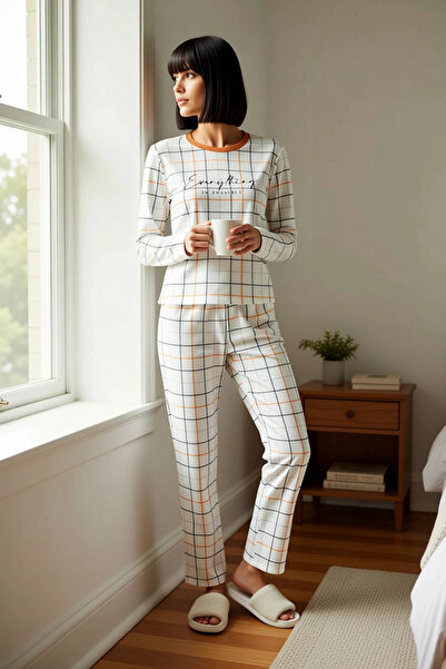 BENERLY Γυναικείο Σετ Πιτζάμες με Μακρύ Μανίκι και Καρό Σχέδιο, Κανονική Εφαρ...