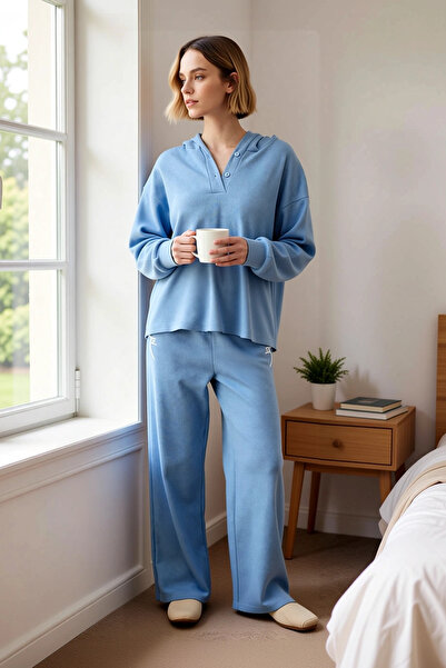 BENERLY Women's Hooded Standard Sleeve Regular Fit Waffle Knitted Pajama Set ...