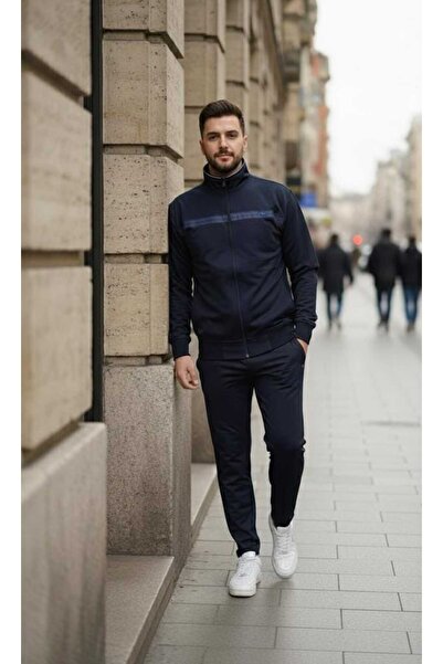 zeyra New Season Comfortable Fit Mock Neck Compact Combed Cotton Men's Tracksuit