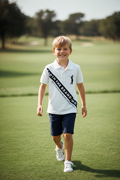 ASL GOLF CLUB Boy's 100% Cotton Printed Polo Neck T-Shirt, Ages 5-15