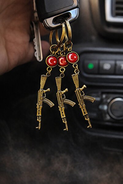 seymenbıçakçılık مجموعة سلسلة مفاتيح مكونة من 3 قطع بتصميم بندقية مع تفاصيل ع...