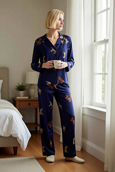 BENERLY Γυναικείο πουκάμισο με γιακά, μακρυμάνικο, με σχέδιο ζώων, κανονική ε...