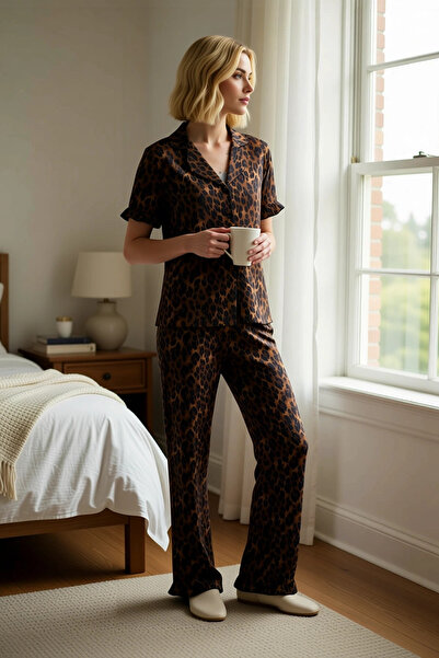 BENERLY Women's Shirt Collar Standard Sleeve Regular Fit Pajama Set Functiona...