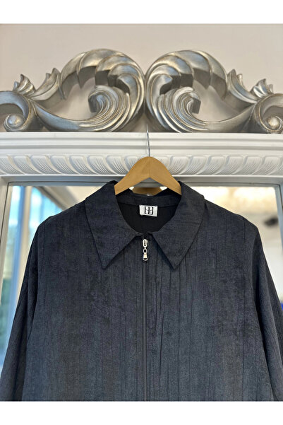 BEYZA ŞENİL BUTİK Beyza Senil Büyük Beden Ferace - Siyah