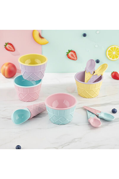 YAZICI Carnival Ice Cream Set 9 Pieces – Colorful Ice Cream Serving and Prese...