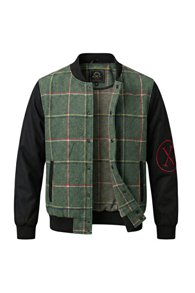 ixir Plaid Patterned Cashmere College Coat Green