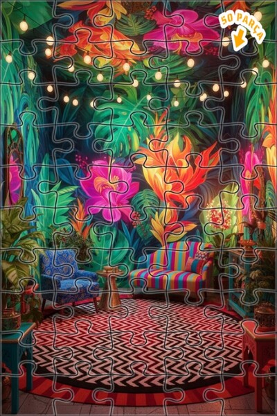 Teona Ahşap لغز خشبي بإطار مزدوج الطبقات بمظهر الزيت التروبيكي الملون 50 قطعة...